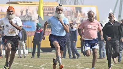 Veteran athletes participating in the 100-m race during the 84th Rural Olympics at Kila Raipur, Ludhiana. (Gurpreet Singh/HT) Veteran athletes participating in the 100-m race during the 84th Rural Olympics at Kila Raipur, Ludhiana. (Gurpreet Singh/HT)