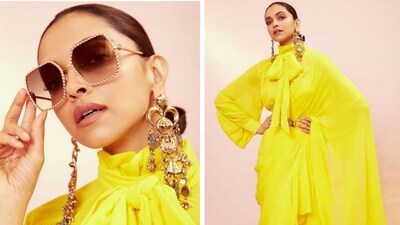 No fashion list is complete without mentioning Bollywood queen Deepika Padukone. If you are in the mood to ditch conventional saree styles and experiment with your style this Basant Panchami, then DP's look can be your ideal inspiration. The diva opted for a bright sunshine yellow saree that was embellished all over with frills. She draped it elegantly with her pallu falling beautifully from her shoulder. Her giant bow pattern blouse with puffed balloon sleeves and turtle neckline was the showstopper. Just like Deepika, style your look with oversized sunglasses and dangling earrings and you are ready to slay. (Instgram) No fashion list is complete without mentioning Bollywood queen Deepika Padukone. If you are in the mood to ditch conventional saree styles and experiment with your style this Basant Panchami, then DP's look can be your ideal inspiration. The diva opted for a bright sunshine yellow saree that was embellished all over with frills. She draped it elegantly with her pallu falling beautifully from her shoulder. Her giant bow pattern blouse with puffed balloon sleeves and turtle neckline was the showstopper. Just like Deepika, style your look with oversized sunglasses and dangling earrings and you are ready to slay. (Instgram)