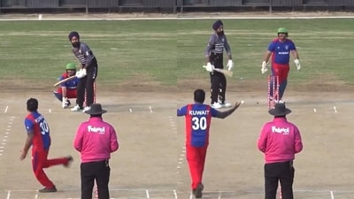 The batter ended up well outside his off stump (Twitter) The batter ended up well outside his off stump (Twitter)