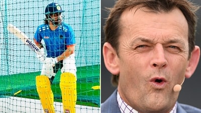 Adam Gilchrist reacted to MS Dhoni's new bat sticker for IPL 2024. (Twitter-Getty)