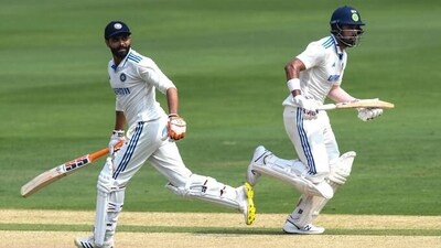 KL Rahul and Ravindra Jadeja in action during the first Test against England in Hyderabad KL Rahul and Ravindra Jadeja in action during the first Test against England in Hyderabad