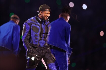 Usher performs onstage during the Apple Music Super Bowl LVIII Halftime Show at Allegiant Stadium on February 11, 2024 in Las Vegas, Nevada. (Getty Images via AFP) Usher performs onstage during the Apple Music Super Bowl LVIII Halftime Show at Allegiant Stadium on February 11, 2024 in Las Vegas, Nevada. (Getty Images via AFP)