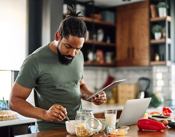 Cook together on video call (Adobe stock) Cook together on video call (Adobe stock)