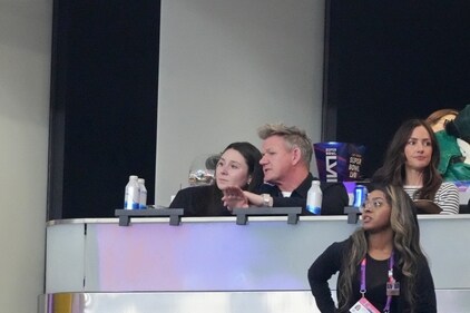 Feb 11, 2024; Paradise, Nevada, USA; Celebrity chef Gordon Ramsay looks on during the first quarter Super Bowl LVIII between the San Francisco 49ers and the Kansas City Chiefs at Allegiant Stadium. Mandatory Credit: Kyle Terada-USA TODAY Sports (USA TODAY Sports via Reuters Con)