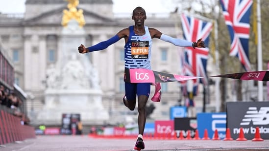 Kiptum went 34 seconds clear of Kipchoge's world record in just his third marathon at the age of 23. (AFP)