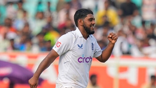 England's Rehan Ahmed celebrates the wicket of India's Ravichandran Ashwin during the third day of the second Test match between India and England (PTI)