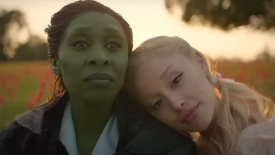 Cynthia Erivo and Ariana Grande in a still from Wicked