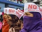 A protest against the Uniform Civil Code in Dehradun on Monday. (PTI) A protest against the Uniform Civil Code in Dehradun on Monday. (PTI)