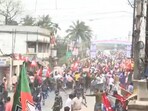 Visuals shared on social media showed the police baton-charging the workers of the party. Visuals shared on social media showed the police baton-charging the workers of the party.