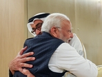 Prime Minister Narendra Modi hugs UAE's president Mohammed bin Zayed Al Nahyan