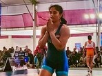 Asian Games gold medallist Vinesh Phogat during her match at the Senior National Wrestling Championships, in Jaipur