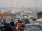 New Delhi: Vehicles stuck in a traffic jam at Ghazipur border amid restrictions in vehicular traffic in view of farmers' 'Delhi Chalo' march (PTI photo) New Delhi: Vehicles stuck in a traffic jam at Ghazipur border amid restrictions in vehicular traffic in view of farmers' 'Delhi Chalo' march (PTI photo)