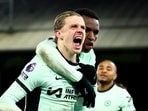 Chelsea's Conor Gallagher celebrates scoring their first goal with Nicolas Jackson