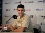 Spanish tennis player Carlos Alcaraz delivers a press conference during the ATP 250 Argentina Open in Buenos Aires Spanish tennis player Carlos Alcaraz delivers a press conference during the ATP 250 Argentina Open in Buenos Aires
