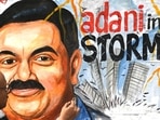 A painting of the Indian businessman Gautam Adani