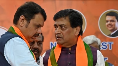 Ashok Chavan joins BJP in the presence of Dy CM Devendra Fadnavis, Chandrashekhar  Bawankule and other BJP party leaders at BJP office in Mumbai, India, on Tuesday, February 13, 2024.  (Photo by Anshuman Poyrekar/ Hindustan Times)