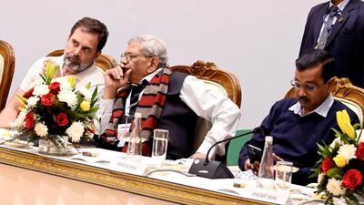 Congress leader Rahul Gandhi, CPI(M) leader Sitaram Yechury, West Bengal CM Mamata Banerjee and Delhi CM Arvind Kejriwal during the INDIA alliance meeting, in New Delhi in December. (ANI) Congress leader Rahul Gandhi, CPI(M) leader Sitaram Yechury, West Bengal CM Mamata Banerjee and Delhi CM Arvind Kejriwal during the INDIA alliance meeting, in New Delhi in December. (ANI)