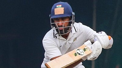 Cheteshwar Pujara plays a shot during the third day of the Ranji Trophy cricket match between Saurashtra and Vidarbha (PTI) Cheteshwar Pujara plays a shot during the third day of the Ranji Trophy cricket match between Saurashtra and Vidarbha (PTI)