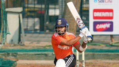 India's Dhruv Jurel during a practice session (PTI)