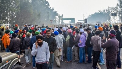 Farmers at Shambhu border for their 'Delhi Chalo' march. (PTI) Farmers at Shambhu border for their 'Delhi Chalo' march. (PTI)