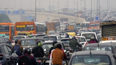 New Delhi: Vehicles stuck in a traffic jam at Ghazipur border amid restrictions in vehicular traffic in view of farmers' 'Delhi Chalo' march (PTI photo) New Delhi: Vehicles stuck in a traffic jam at Ghazipur border amid restrictions in vehicular traffic in view of farmers' 'Delhi Chalo' march (PTI photo)