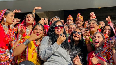 The atmosphere outside the hotel, where PM Modi will stay, echoed with chants of "Har Har Modi-Ghar Ghar Modi," reflecting the anticipation among the gathered crowd.&nbsp; (PTI)