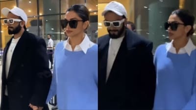 Ranveer Singh and Deepika Padukone at the Mumbai airport. Ranveer Singh and Deepika Padukone at the Mumbai airport.