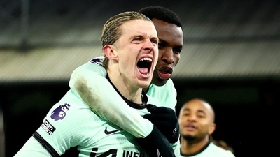 Chelsea's Conor Gallagher celebrates scoring their first goal with Nicolas Jackson (Action Images via Reuters)