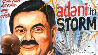 A painting of the Indian businessman Gautam Adani (AFP) A painting of the Indian businessman Gautam Adani (AFP)