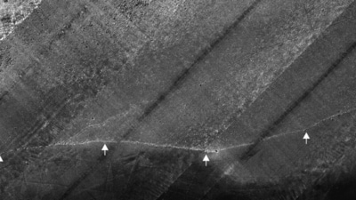 White arrows point at the Blinkerwall. (Proceedings of the National Academy of Sciences.) White arrows point at the Blinkerwall. (Proceedings of the National Academy of Sciences.)