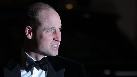 Britain's Prince William, Prince of Wales arrives to attend the London's Air Ambulance Charity Gala Dinner at The OWO in central London, on February 7, 2024. (Photo by Daniel LEAL / POOL / AFP) (AFP)