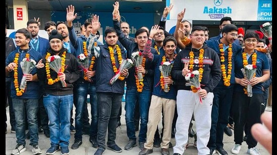Many of the top performers credited their achievements to meticulous preparation strategies, which included solving previous year question papers, completing revisions well in advance of the exam, and minimizing distractions such as social media. (HT Photo)