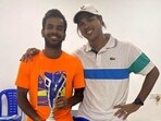 Sumit Nagal with Somdev Devvarman after winning Chennai Open 2024 title