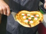 Heart shaped pizza prepared by a bakery for Valentine's Day in Lucknow Heart shaped pizza prepared by a bakery for Valentine's Day in Lucknow