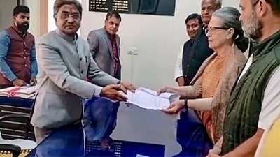 Congress Parliamentary Party Chairperson Sonia Gandhi files her nomination for the Rajya Sabha election, in Jaipur. (ANI Photo) Congress Parliamentary Party Chairperson Sonia Gandhi files her nomination for the Rajya Sabha election, in Jaipur. (ANI Photo)