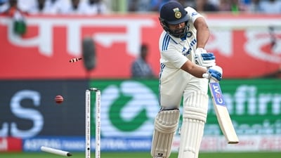 India's captain Rohit Sharma is clean bowled by England's James Anderson during the third day of the second Test (AFP) India's captain Rohit Sharma is clean bowled by England's James Anderson during the third day of the second Test (AFP)