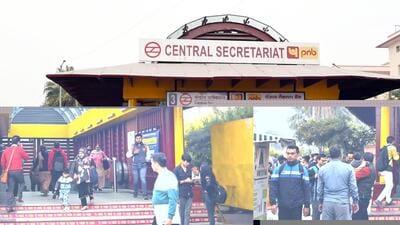 DMRC data showed that the Yellow Line (Samaypur Badli to Millennium City Centre) was the busiest line on Tuesday, with 1.934 million passengers utilising it, followed by the Blue Line (Dwarka Sector 21 to Noida Electronic City/ Vaishali) with 1.914 million passenger journeys and the Red Line (Rithala to Shaheed Sthal) with 757,000 passenger journeys. (Arvind Yadav/HT Photo) DMRC data showed that the Yellow Line (Samaypur Badli to Millennium City Centre) was the busiest line on Tuesday, with 1.934 million passengers utilising it, followed by the Blue Line (Dwarka Sector 21 to Noida Electronic City/ Vaishali) with 1.914 million passenger journeys and the Red Line (Rithala to Shaheed Sthal) with 757,000 passenger journeys. (Arvind Yadav/HT Photo)