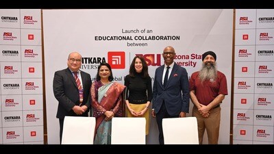 Delegates during an event for the launch of educational collaboration among global universities held at Chandigarh. (HT PHOTO)
