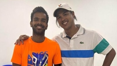 Sumit Nagal with Somdev Devvarman after winning Chennai Open 2024 title Sumit Nagal with Somdev Devvarman after winning Chennai Open 2024 title
