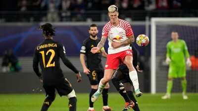 Benjamin Sesko's goal did not count as referee waved offside. (AP) Benjamin Sesko's goal did not count as referee waved offside. (AP)