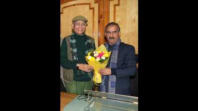 Himachal Pradesh chief minister Sukhvinder Singh Sukhu with Congress leader Abhishek Manu Singhvi in Shimla on Wednesday. (HT Photo) Himachal Pradesh chief minister Sukhvinder Singh Sukhu with Congress leader Abhishek Manu Singhvi in Shimla on Wednesday. (HT Photo)