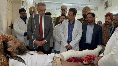 Punjab health minister Dr Balbir Singh during his visit to a hospital in Patiala on Wednesday. (HT File)