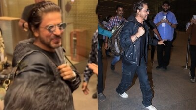 Shah Rukh Khan was spotted at Mumbai airport on Tuesday night Shah Rukh Khan was spotted at Mumbai airport on Tuesday night