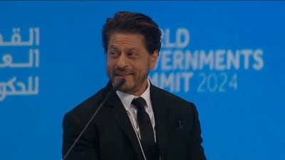 Shah Rukh Khan at World Government Summit 2024 in Dubai on Wednesday. Shah Rukh Khan at World Government Summit 2024 in Dubai on Wednesday.