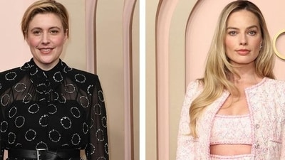 Gerwig, nominated for adapted screenplay, was surrounded by selfie-seekers as soon as she entered the banquet hall while Robbie, up for best picture as a Barbie producer, beamed nearby as she hugged and chatted with a woman who got one of the best actress spots, Sandra Hüller of Anatomy of a Fall. (AP)