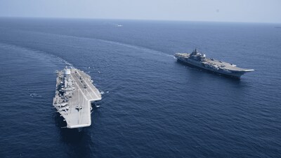 The carrier task forces of INS Vikramaditya and INS Vikrant while enroute to Minicoy Islands will be a sight to behold The carrier task forces of INS Vikramaditya and INS Vikrant while enroute to Minicoy Islands will be a sight to behold