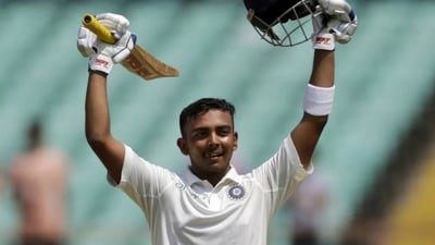 Prithvi Shaw became the youngest Indian centurion since Sachin Tendulkar the last time a Test match was played in Rajkot (AP) Prithvi Shaw became the youngest Indian centurion since Sachin Tendulkar the last time a Test match was played in Rajkot (AP)