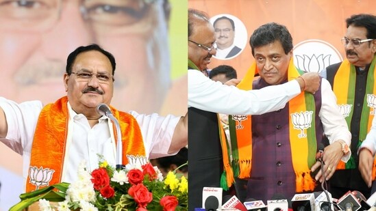 BJP chief JP Nadda and former Maharashtra chief minister Ashok Chavan.