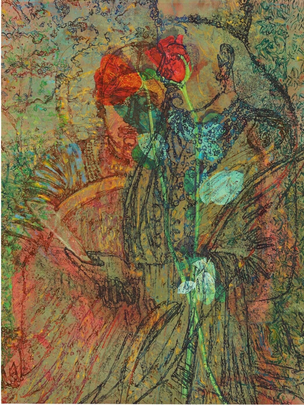 Sudanva and Prabhadevi. Untilted, Water and gouache on paper by V Ramesh (Threshold Art Gallery)