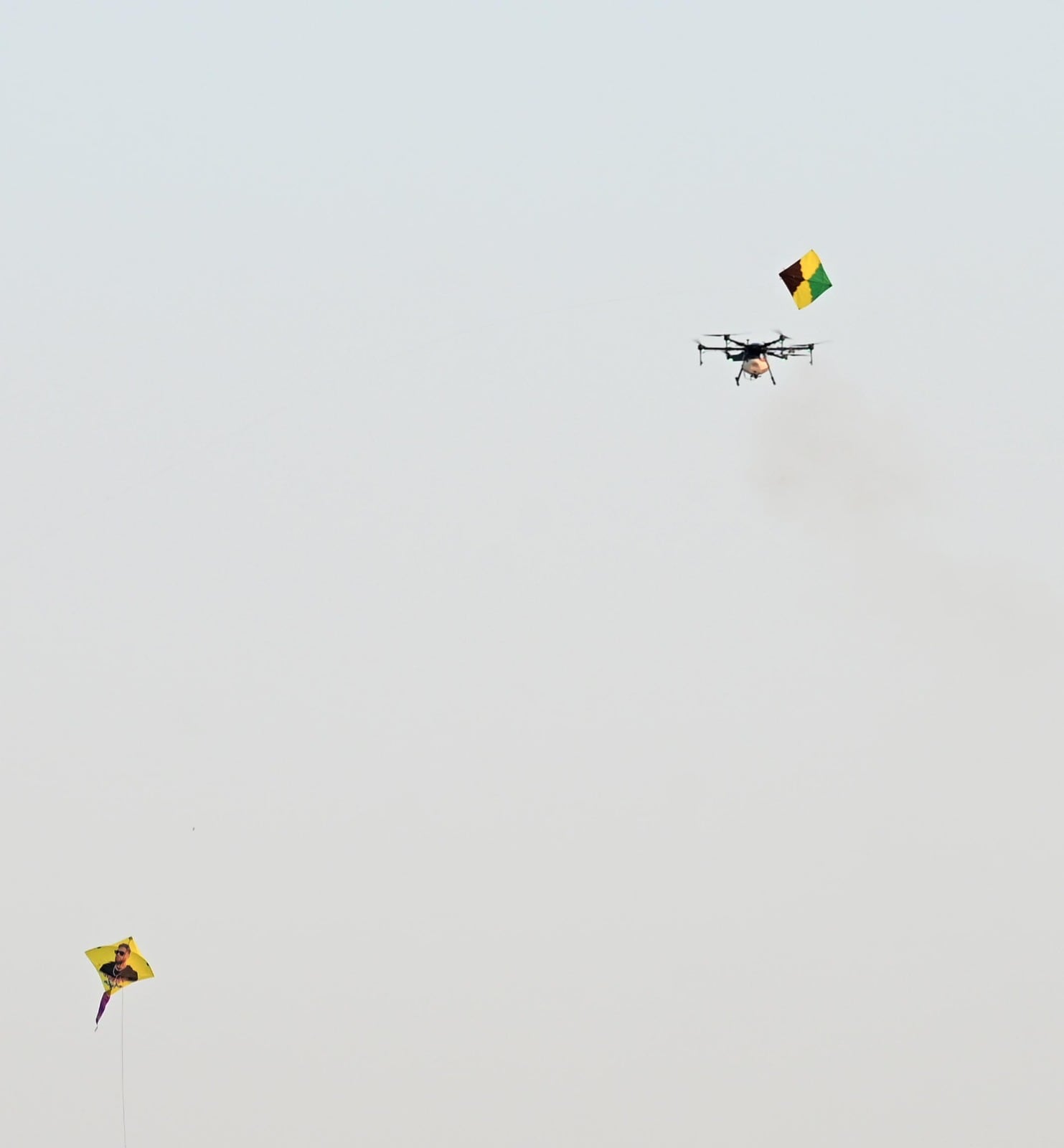 Protesters trying to down Haryana Police Drone with the help of kites during the farmers protest at Shambhu border of Punjab and Haryana near Ambala on Wednesday. Photo by Ravi Kumar/ Hindustan Times Protesters trying to down Haryana Police Drone with the help of kites during the farmers protest at Shambhu border of Punjab and Haryana near Ambala on Wednesday. Photo by Ravi Kumar/ Hindustan Times
